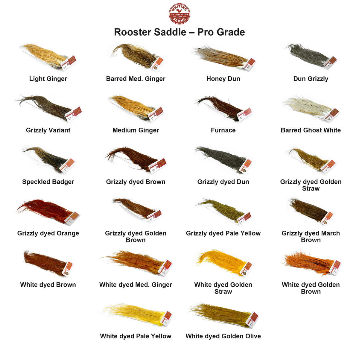 Farveoversigt – Whiting Rooster Saddle – Pro Grade
