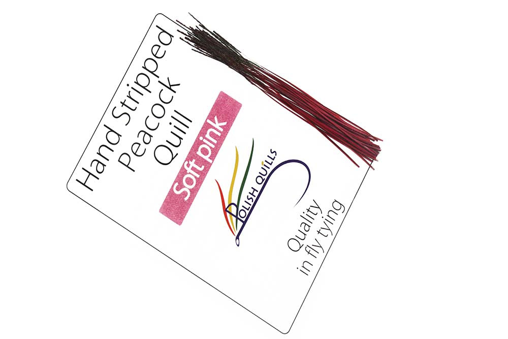 Hand Stripped Peacock Quill - Soft Pink