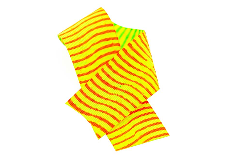 Barred Round Rubber Legs - Orange/Yellow/Chartreuse